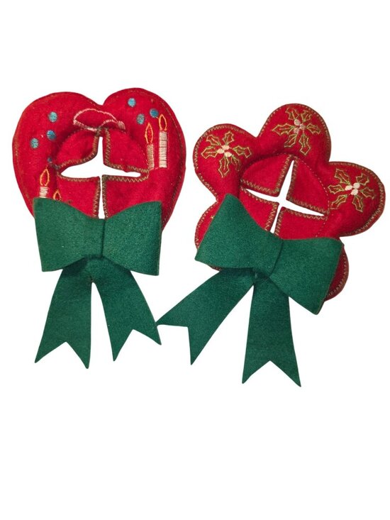 Unbranded Other - Vintage 1970s Christmas Star Heart Felt Door Knob Covers, 2 Pcs